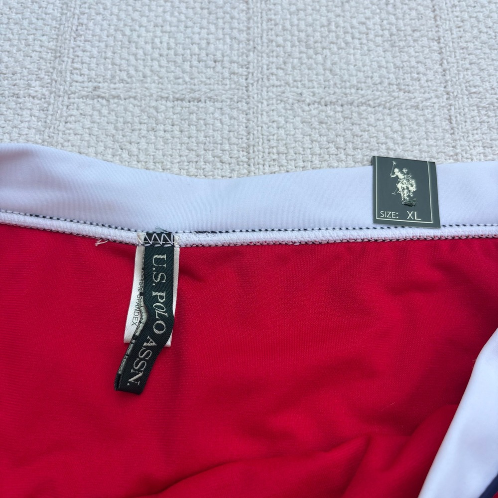 Women's XL Y2K US POLO ASSN‎ Red White Blue Preppy High Waisted Bikini Bottoms - Picture 3 of 6